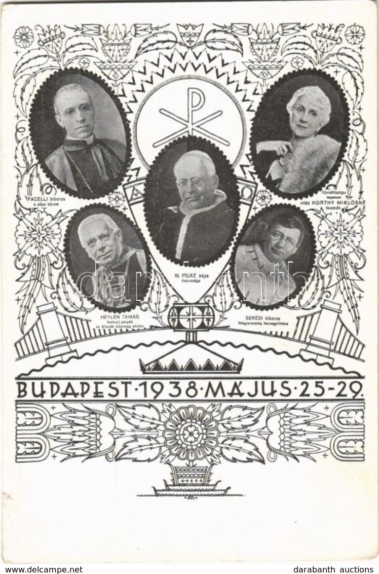 ** T2/T3 1938 Budapest, XXXIV. Nemzetközi Eucharisztikus Kongresszus / 34th International Eucharistic Congress. Art Nouv - Ohne Zuordnung