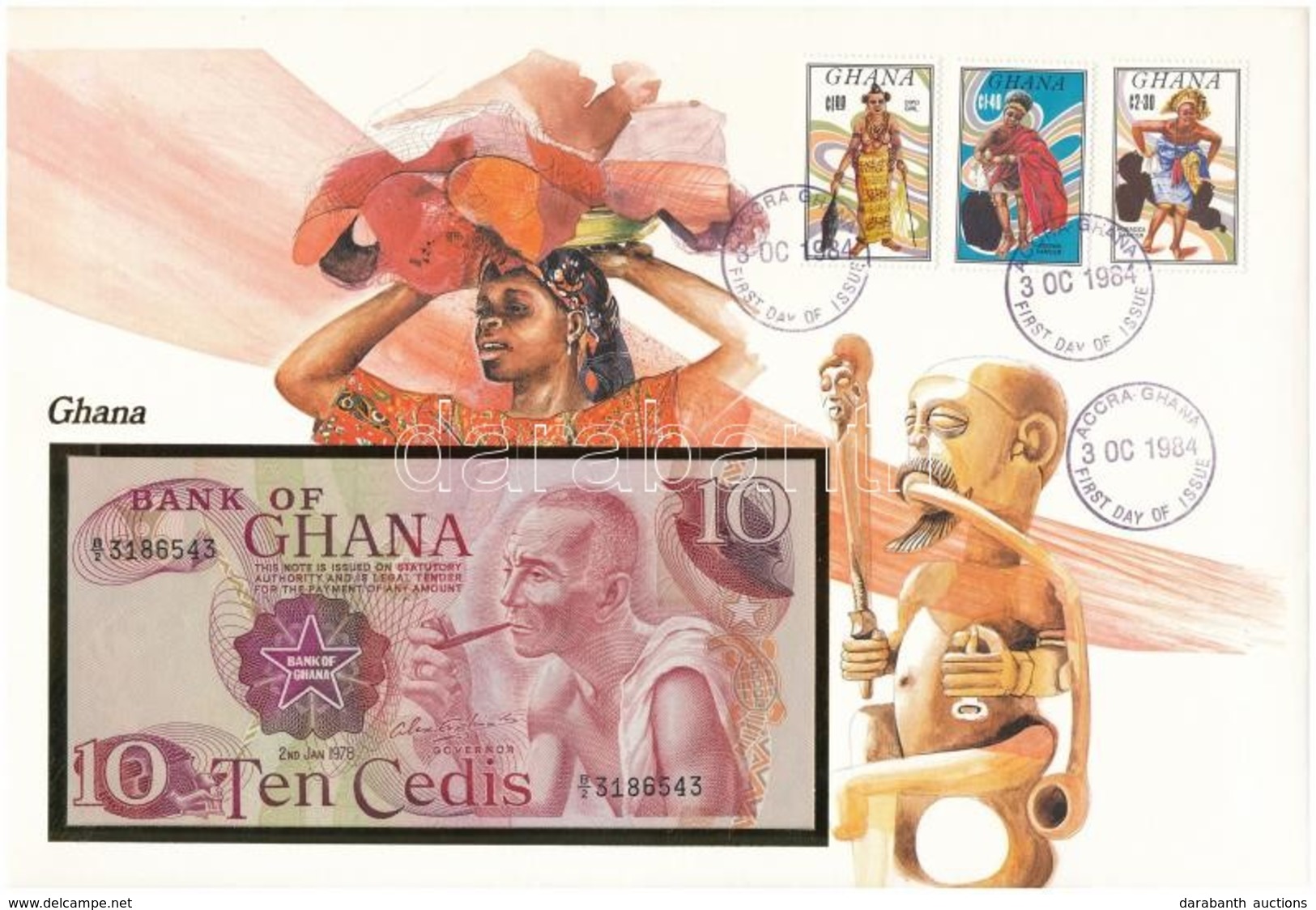 Ghána 1978. 10C Felbélyegzett Borítékban, Bélyegzéssel T:I 	 Ghana 1978. 10 Cedis In Envelope With Stamp And Cancellatio - Sin Clasificación