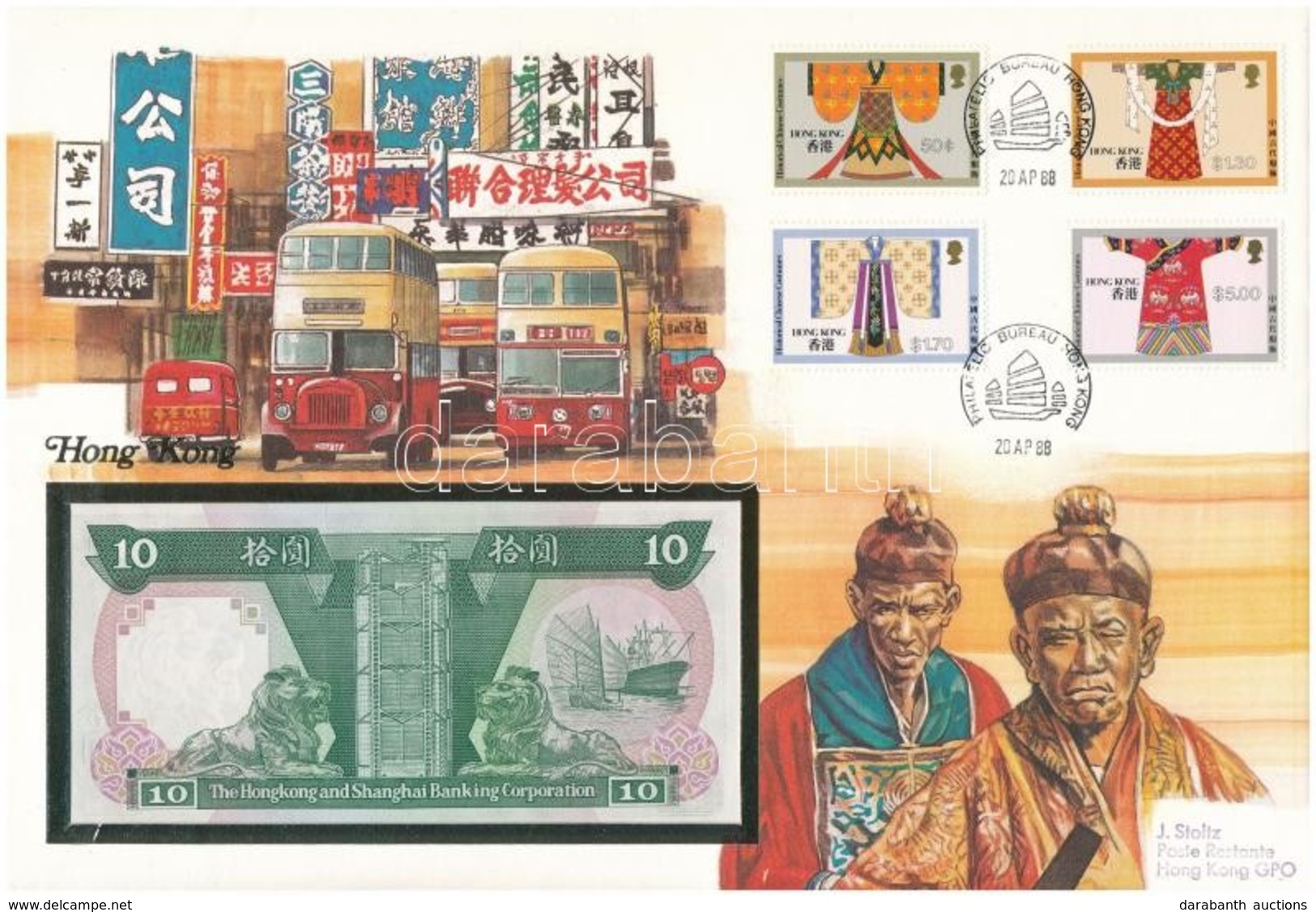 Hongkong 1986. 10$ Borítékban, Alkalmi Bélyeggel és Bélyegzésekkel T:I  Hong Kong 1986. 10 Dollars In Envelope With Stam - Ohne Zuordnung