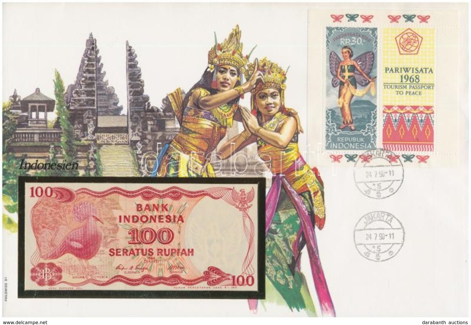 Indonézia 1984. 100R Felbélyegzett Borítékban, Bélyegzéssel T:I  Indonesia 1984. 100 Rupiah In Envelope With Stamp And C - Ohne Zuordnung