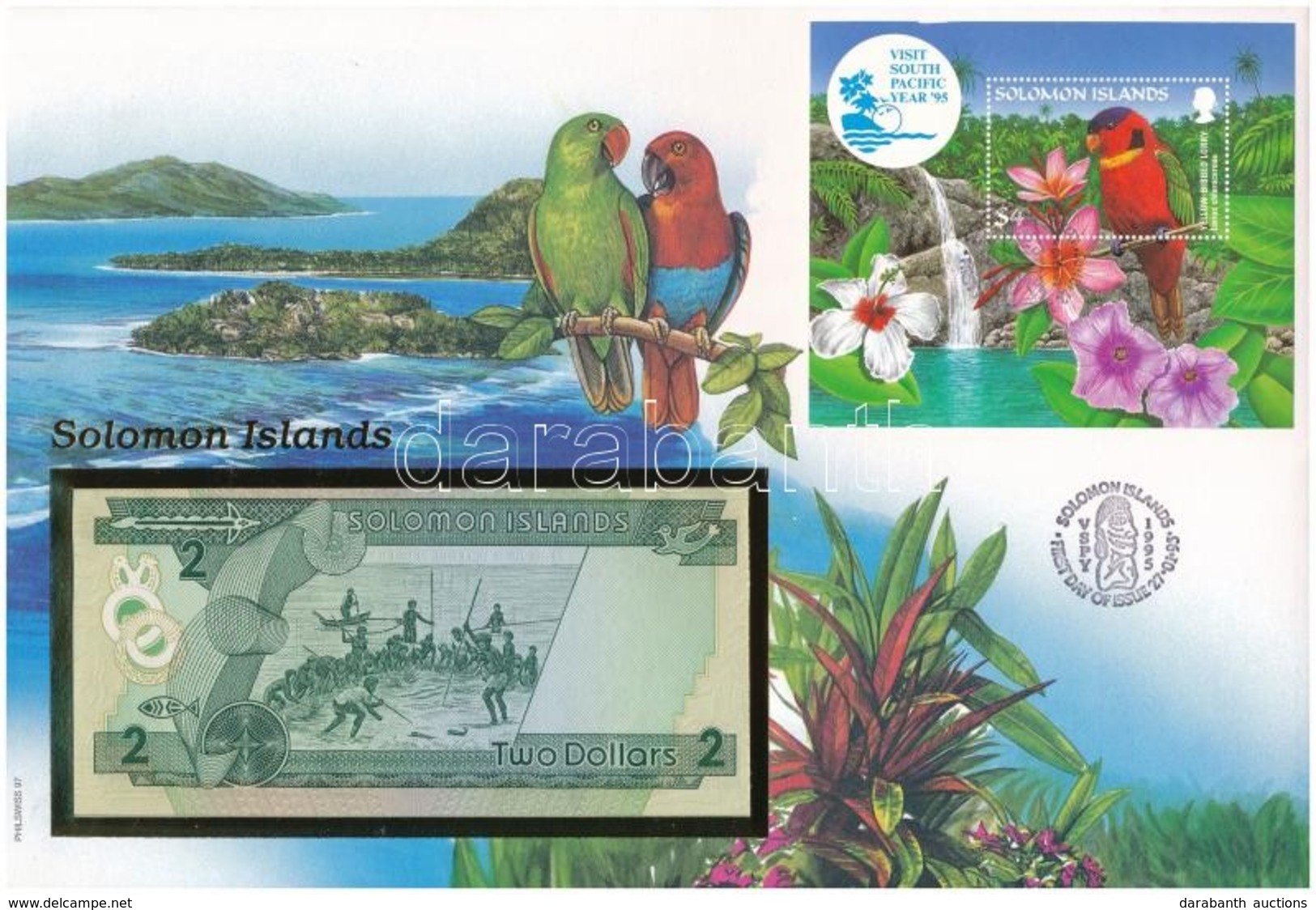 Salamon-szigetek 1986. 2$ Felbélyegzett Borítékban, Bélyegzéssel T:I  Solomon Islands 1986. 2 Dollars In Envelope With S - Sin Clasificación
