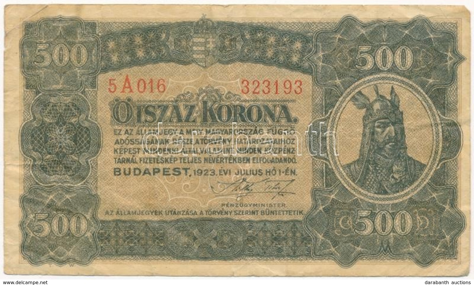 1923. 500K Nyomdahely Jelölés Nélkül T:III Adamo K34 - Ohne Zuordnung