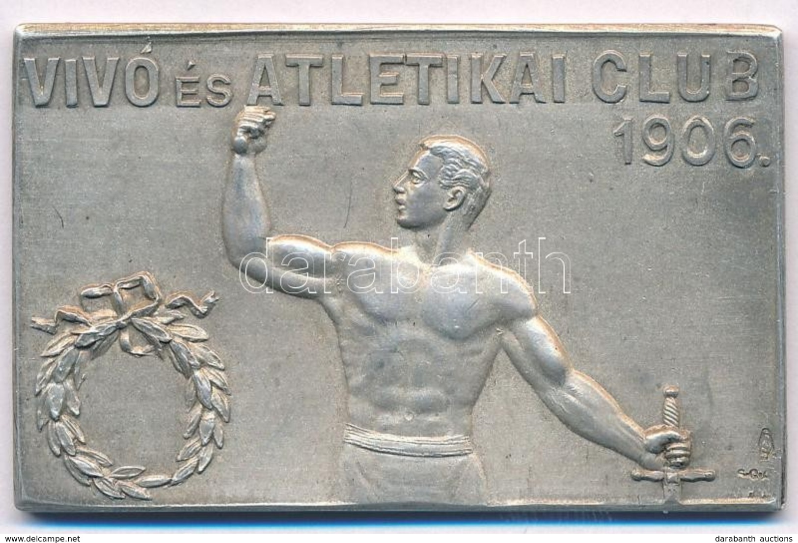 "Vívó és Atletikai Club 1906" Jelzett Ag Sport Emlékplakett, "SGA" Gyártói Jelzéssel (40,11g/0.800/35x56mm) T:1- - Ohne Zuordnung