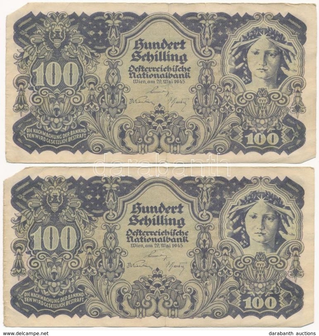 Ausztria 1945. 100Sch (7x) T:III,III-  Austria 1945. 100 Schilling (7x) C:F,VG Krause 118 - Ohne Zuordnung