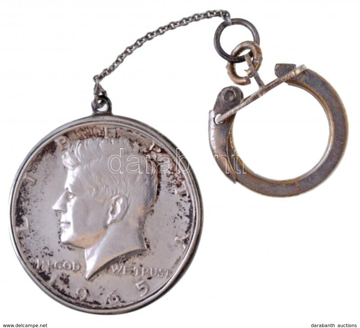 Amerikai Egyesült Államok 1965. 1/2$ Ag "Kennedy" Kulcstartóként T:2 USA 1965. 1/2 Dollar Ag "Kennedy" On Key-ring C:XF - Ohne Zuordnung