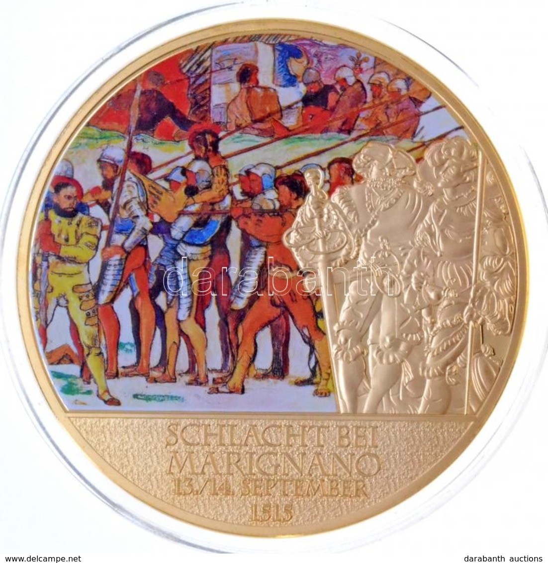 Svájc DN "Historia Helvetica - Schlacht Bei Marignano 13./14. September 1515" Aranyozott Réz Multikolor Emlékérem (70mm) - Ohne Zuordnung