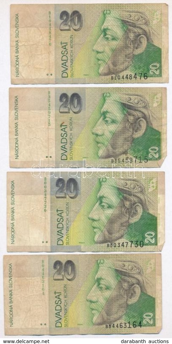 Szlovákia 1993. 20K (4x) + 100K (2x) + 1993-2001. 14db érme T:vegyes Slovakia 1993. 20 Korun (4x) + 100 Korun (2x) + 199 - Sin Clasificación