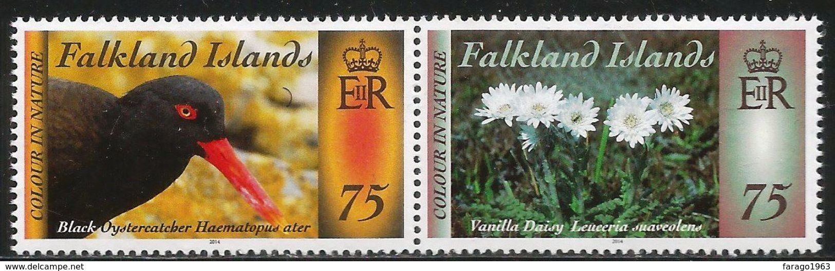 2014 Falkland Islands  Colour In Nature  Penguids Flowers Birds Complete Set Of 2 Pairs MNH @FACE Value - Falkland