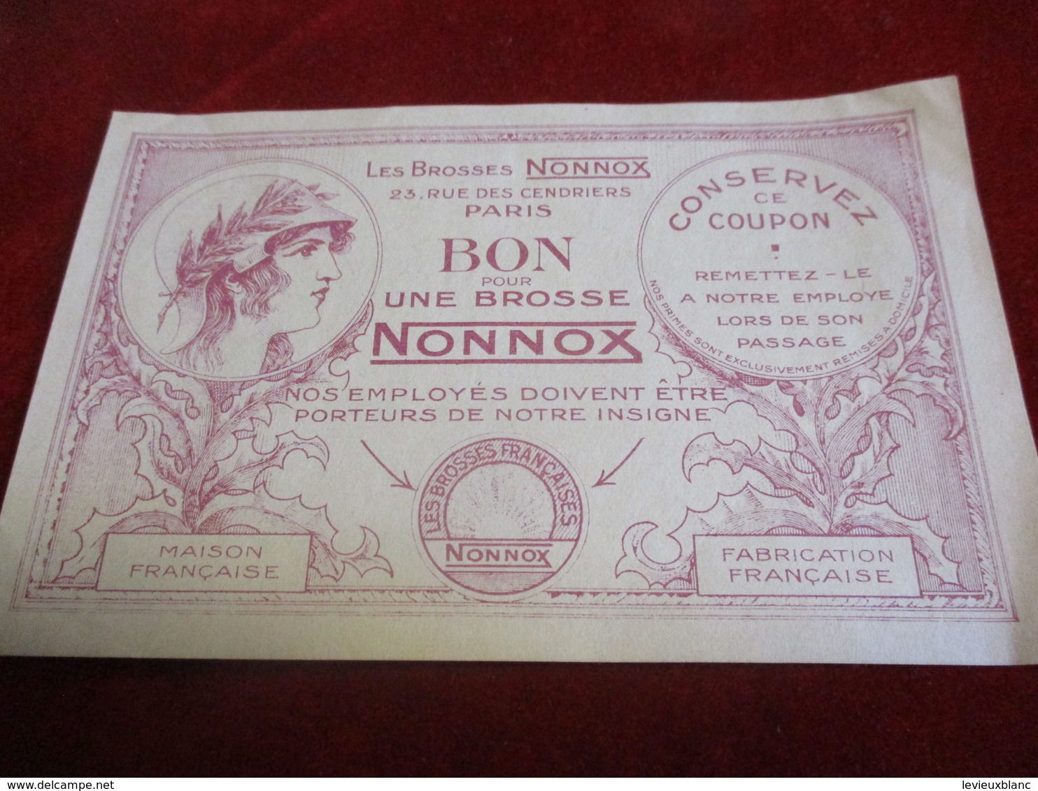 Prospectus Publicitaire / Imitant Un Billet De L'époque/Brosses NONNOX/Bon Pour Une Brosse//1932    VPN309 - Materiale Di Profumeria