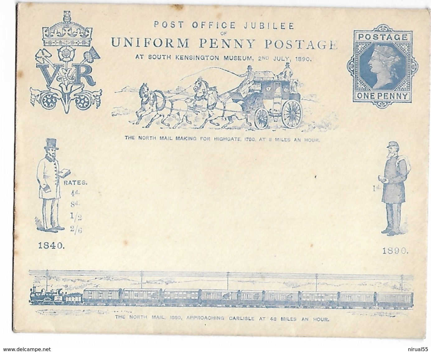 Angleterre Entier Enveloppe Post Office Jubilée Of UNIFORM PENNY POSTAGE 1840 / 1890 One Penny Neuve  .. .G - Nuevos