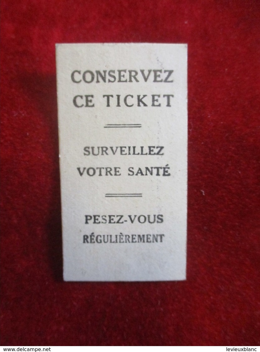 Ticket De Pesée/ Société Anonyme Française Des Bascules  Automatiques/ Pesez Vous Régulièrement/1933            PARF205 - Andere & Zonder Classificatie