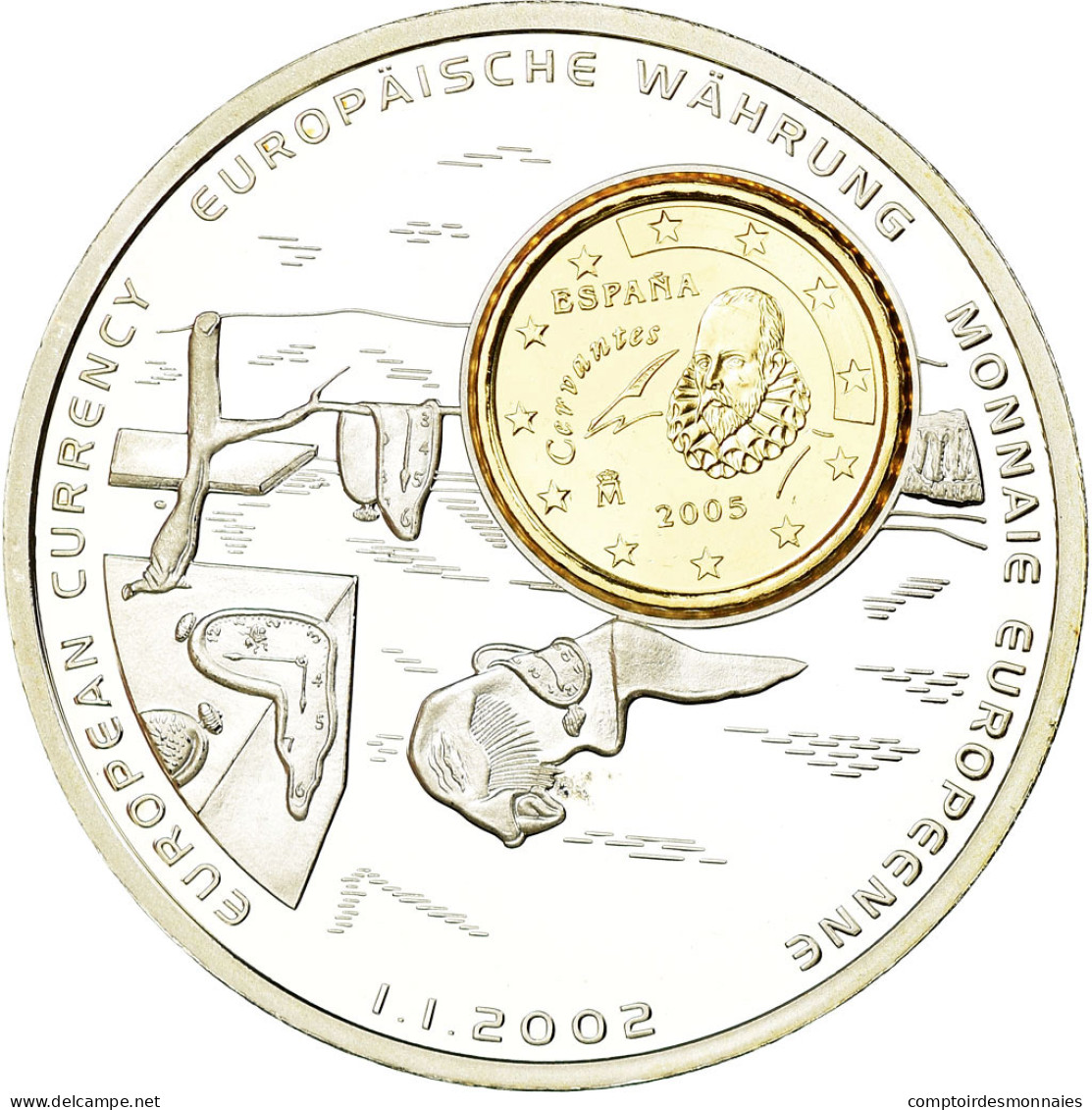 Espagne, Médaille, Monnaies Européennes, 2002, FDC, Cuivre Plaqué Argent - Autres & Non Classés