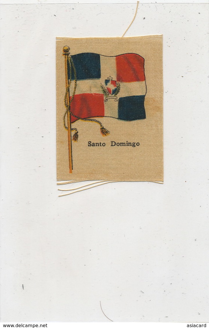 St Domingue  Santo Domingo Silk Flag Size 5 By 6,5 Cms . - Dominikanische Rep.