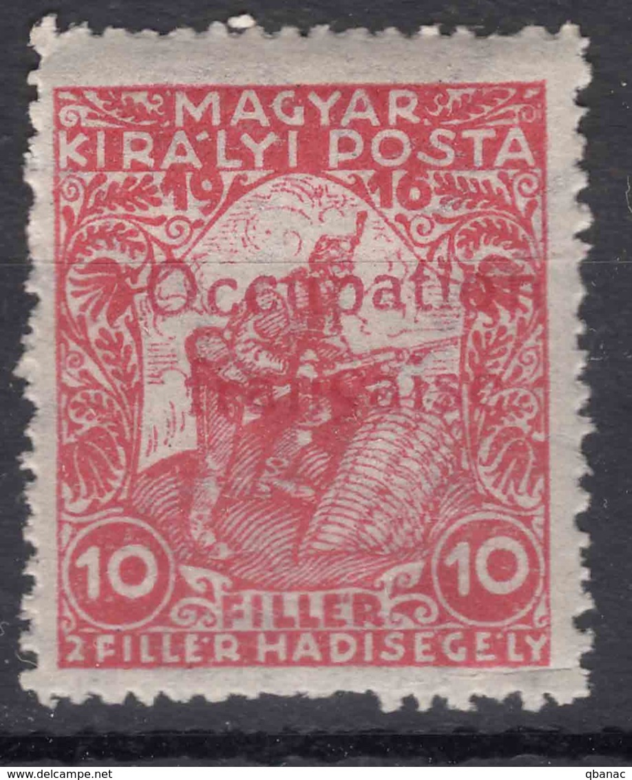 France Occupation Hungary Arad 1919 Yvert#1 Red Instead Of Blue Overprint, Mint Hinged - Unused Stamps