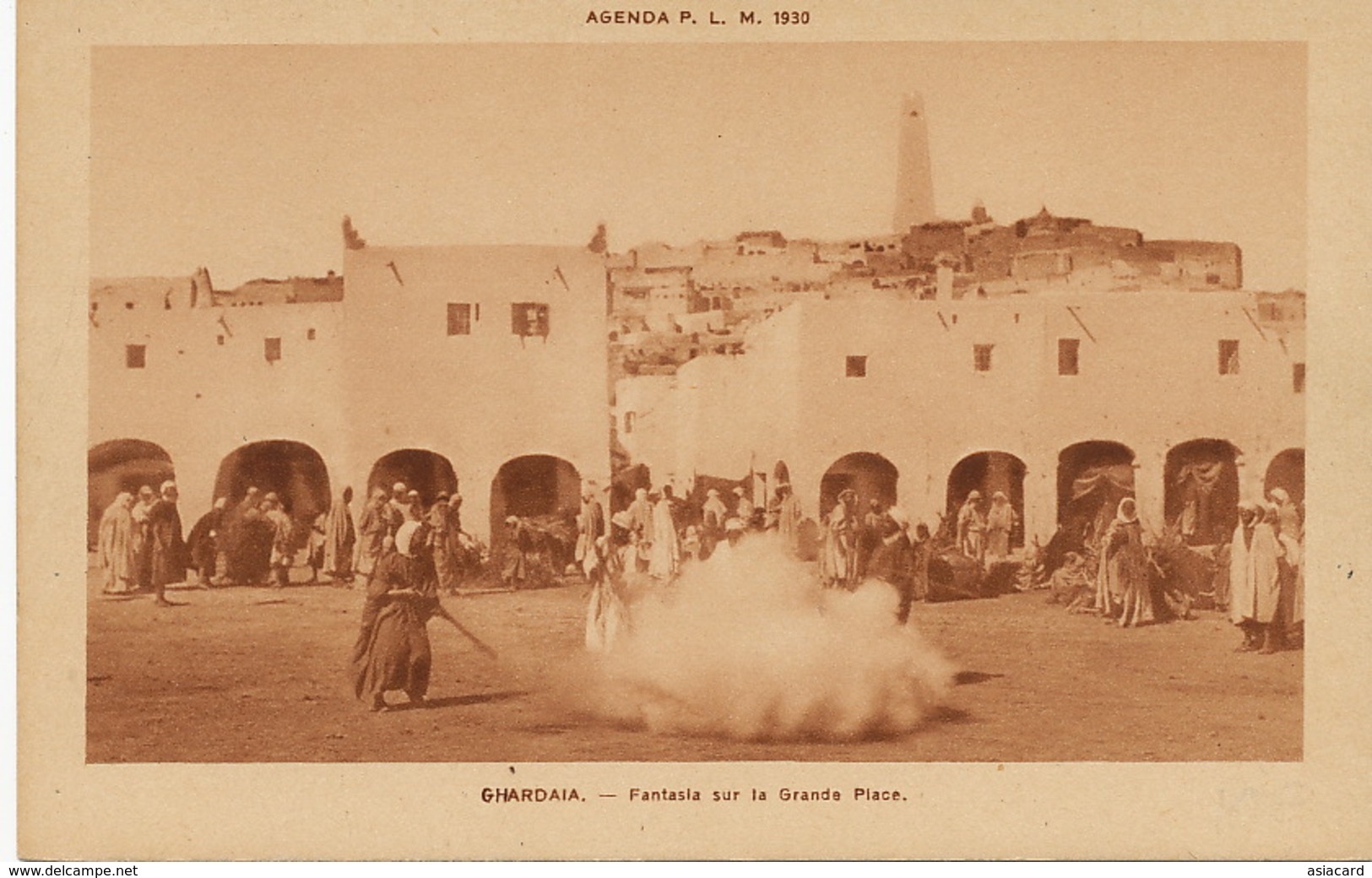 Ghardaia Fantasia Sur La Grande Place  Agenda PLM 1930 - Ghardaia