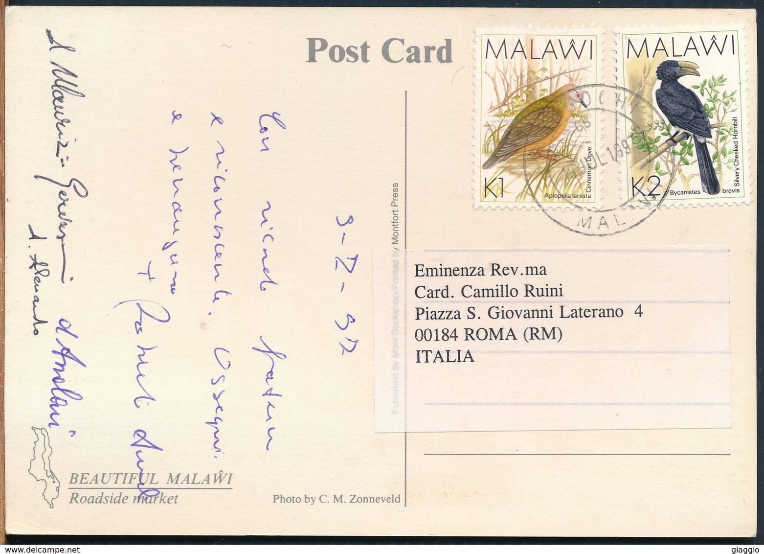 °°° 18921 - MALAWI - ROADSIDE MARKET - 1997 With Stamps °°° - Malawi