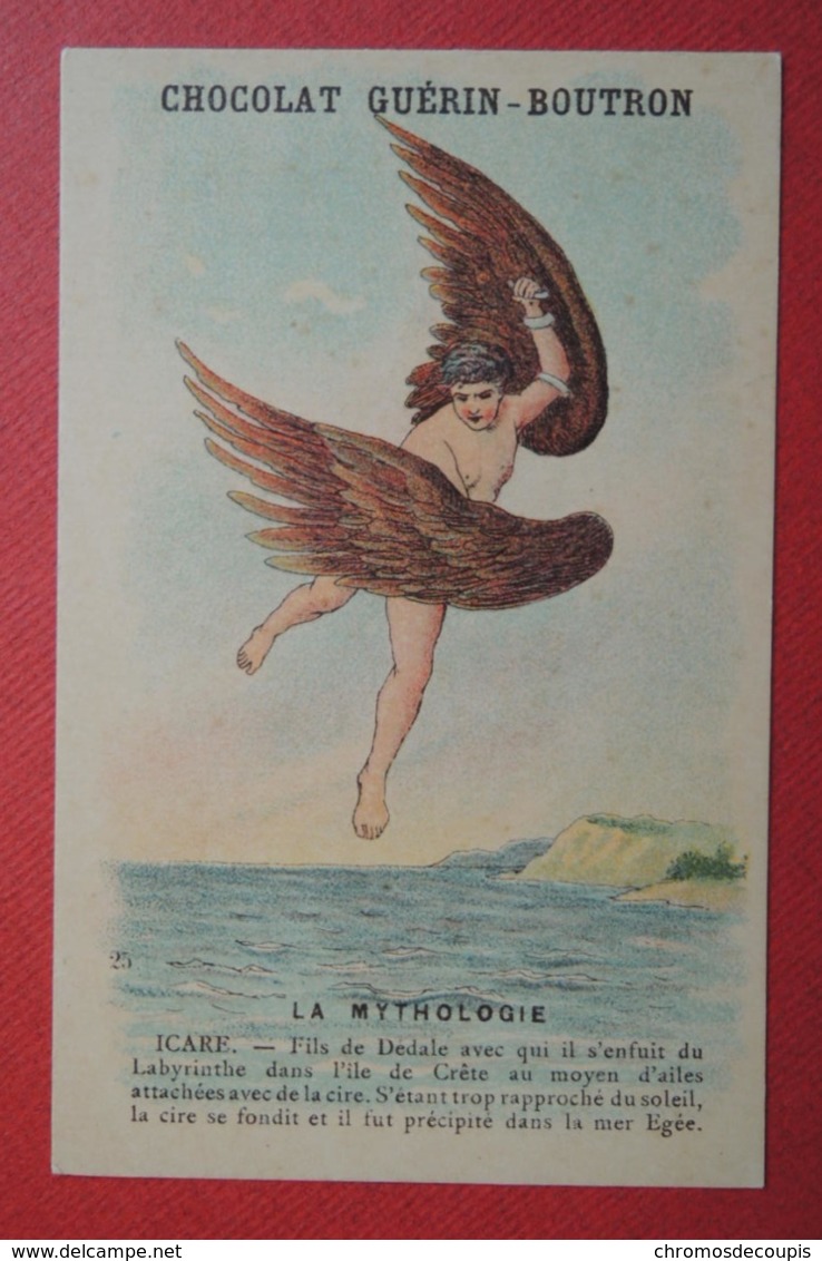 CHROMO.  Guerin-Boutron. Baster & Vieillemard. La  Mythologie.  N° 25.  ICARE.  Crête.  Mer  Egée - Altri & Non Classificati