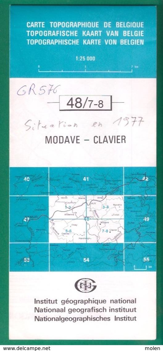 ©1977 MODAVE CLAVIER Huy CARTE D ETAT MAJOR HAVELANGE OCQUIER WARZEE OCHAIN PAIR BEEMONT ONEU TERWAIGNE LES-AVINS S909