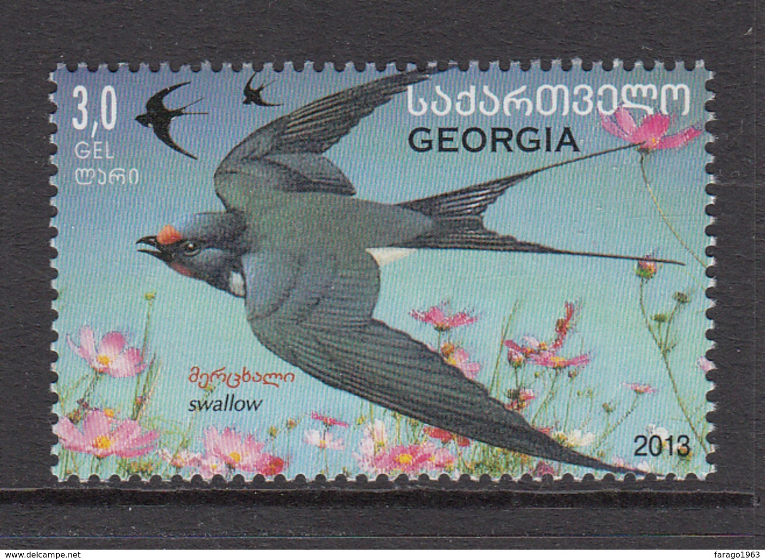 2013 Georgia Birds Oiseaux Swallow Complete Set Of 1 MNH - Georgia