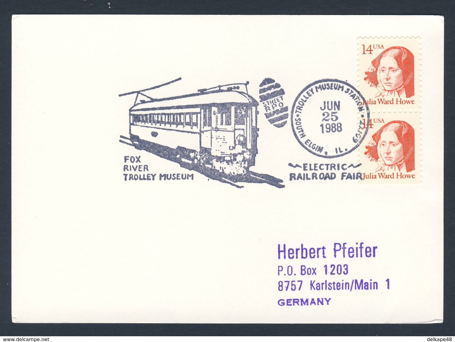 USA 1988 Card Karte Carte - Fox River Trolley Museum - Electric Railroad Fair, South Elgin - Treinen