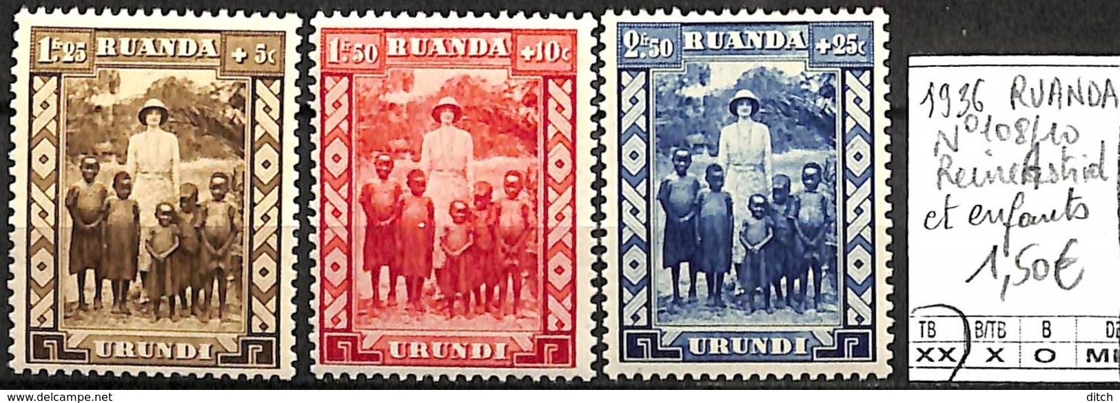 D - [841355]TB//**/Mnh-Ruanda-Urundi 1936 - N° 108/10, Rein Astrid Et Enfants, SNC - Neufs
