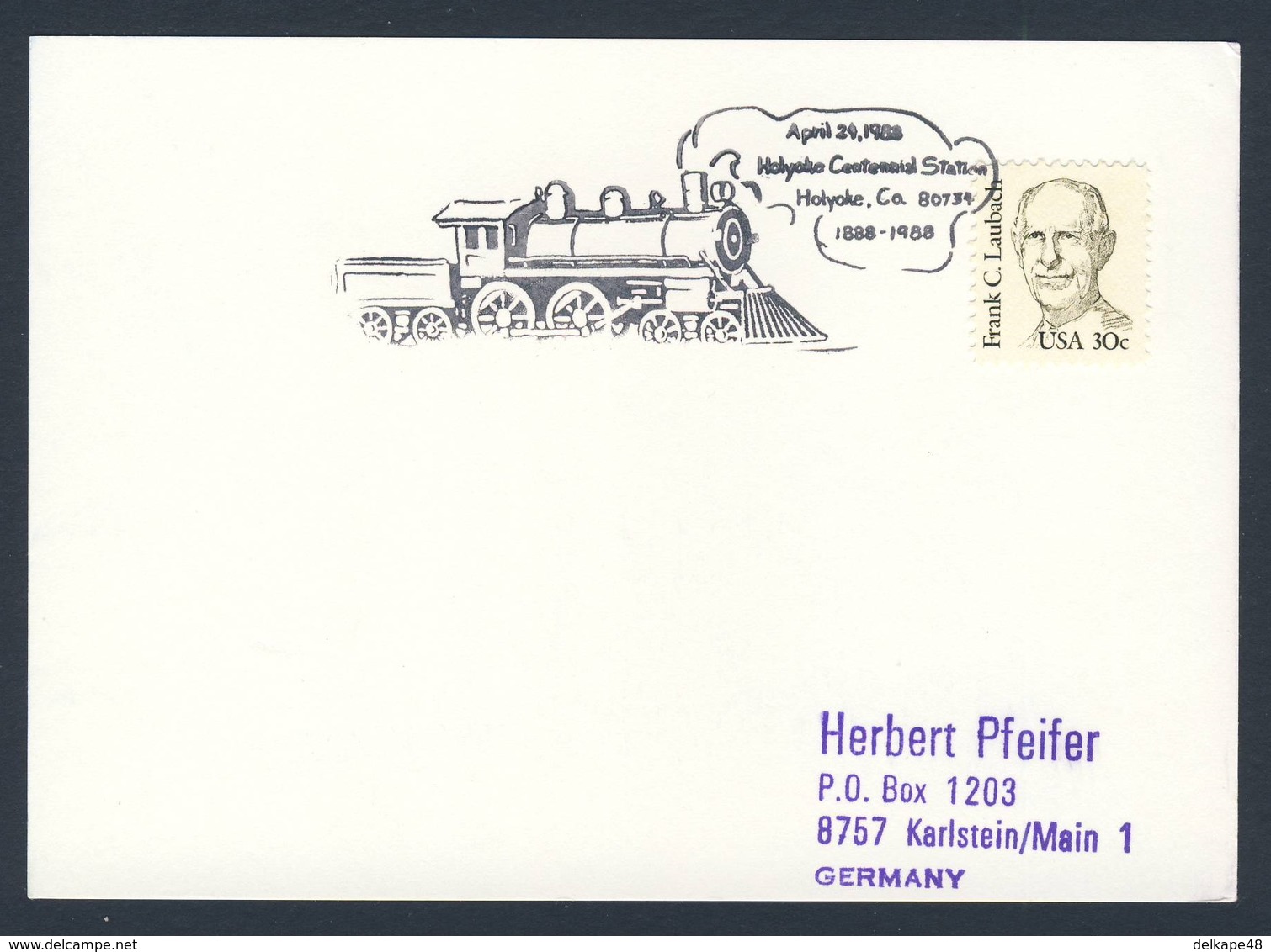 USA 1988 Card Karte Carte - Holyoke Centennial Station - 1888-1988 / Railway Station / Bahnhof / Gare - Treinen