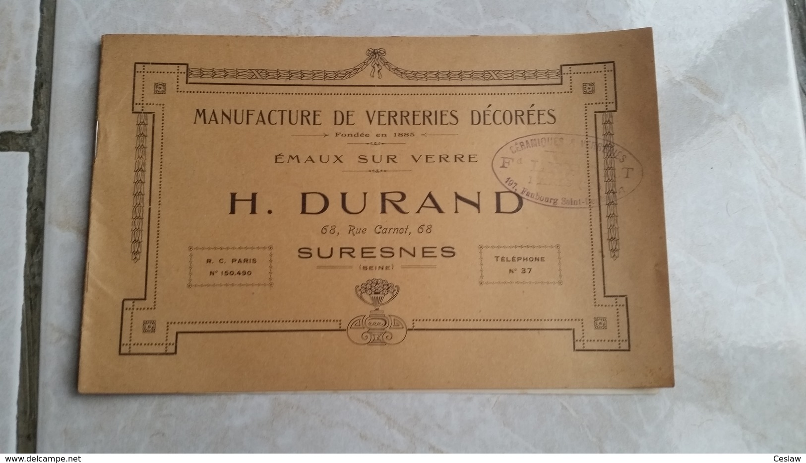 Catalogue Manufacture De Verreries Décorées H.Durand  Suresnes Fondée En 1885 - 1901-1940