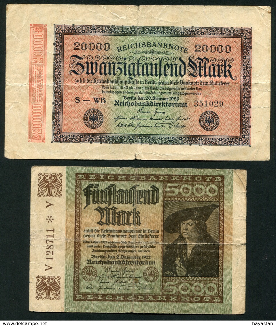 LOT DE 5 BILLETS D'ALLEMAGNE - Kilowaar - Bankbiljetten