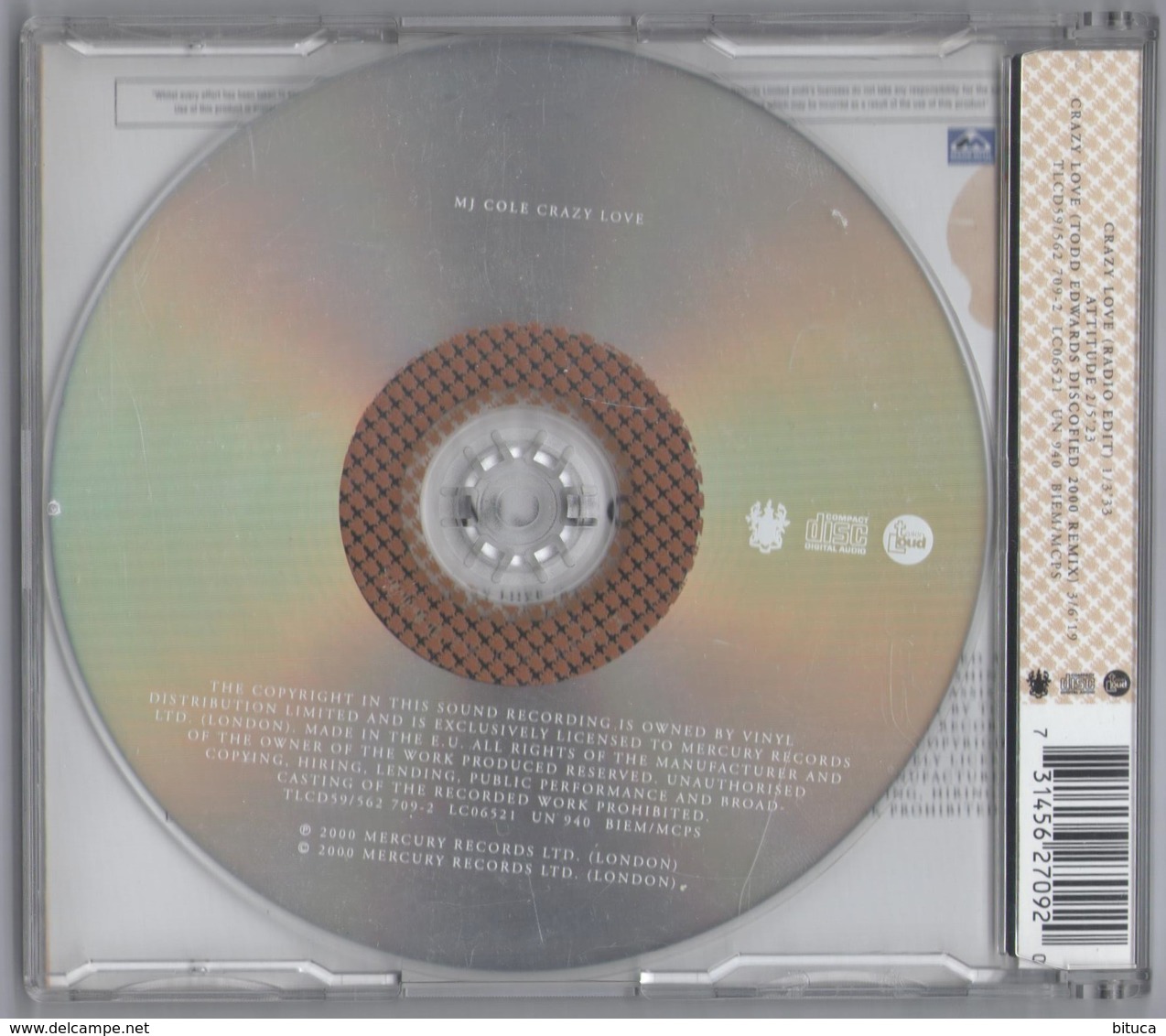 CD 3 TITRES 1 VIDEO MJ COLE CRAZY LOVE LABEL TALKIN LOUD TRèS BON ETAT & RARE - Dance, Techno & House