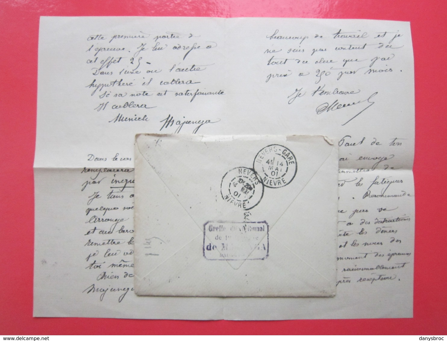 Timbre Sage 15 Madagascar Et Dépendances 1901 Sur Enveloppe Avec Courrier Pour NEVERS (58) Le 23/04/1901 Cachet Greffe - Storia Postale