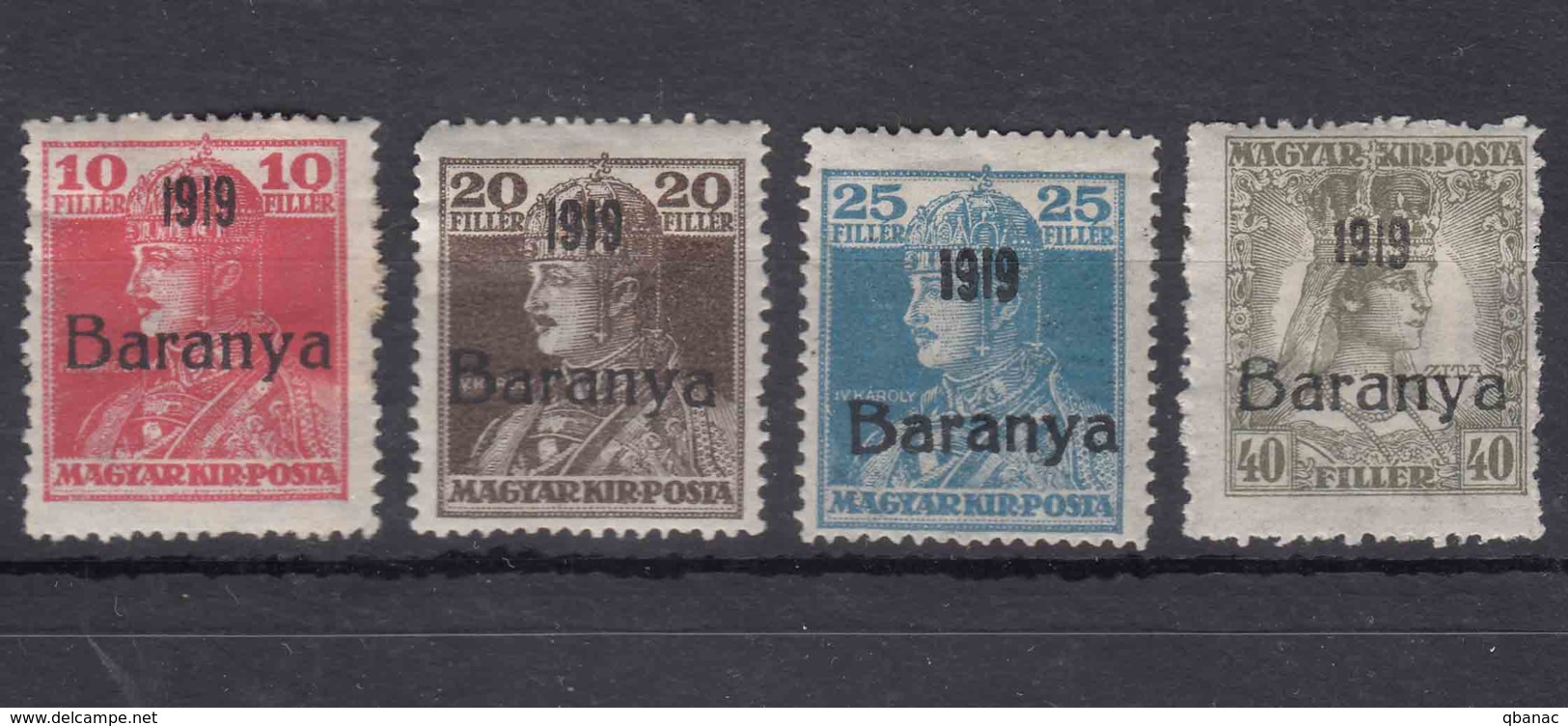 Hungary Baranya 1919, Carlo And Zita Mi#35-38 Mint Hinged - Baranya