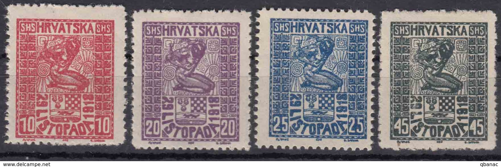 Yugoslavia, Kingdom SHS, Issues For Croatia 1918 Mi#51-54 Mint Hinged - Neufs