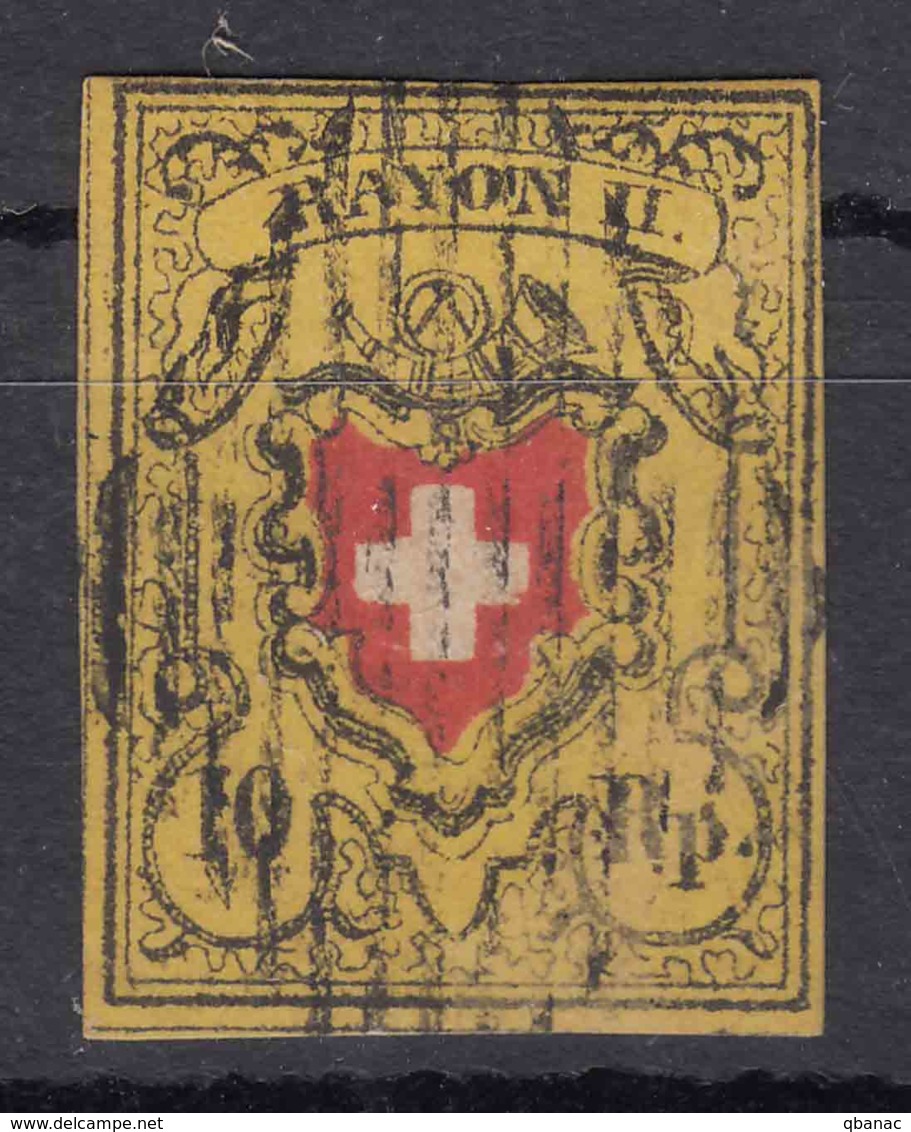 Switzerland 1850 Mi#8 II Used - 1843-1852 Timbres Cantonaux Et  Fédéraux