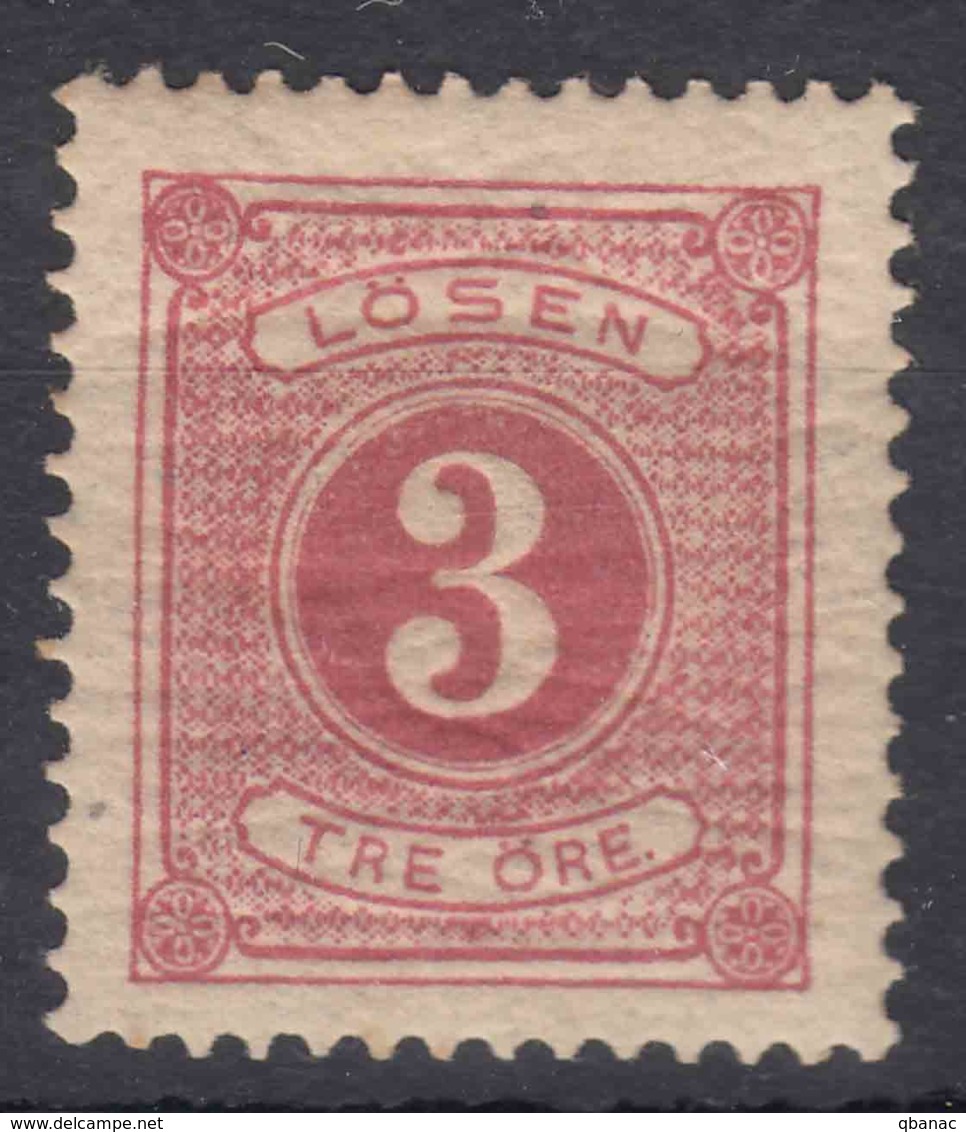 Sweden 1874 Postage Due Mi#2 B Perforation 13, Mint Hinged - Postage Due