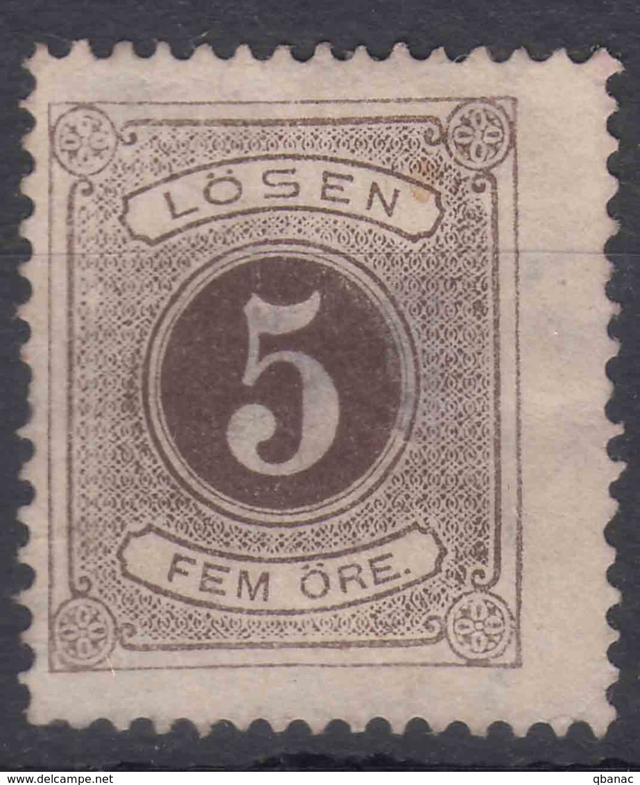 Sweden 1874 Postage Due Mi#3 A Perforation 14, MNG Thin - Taxe