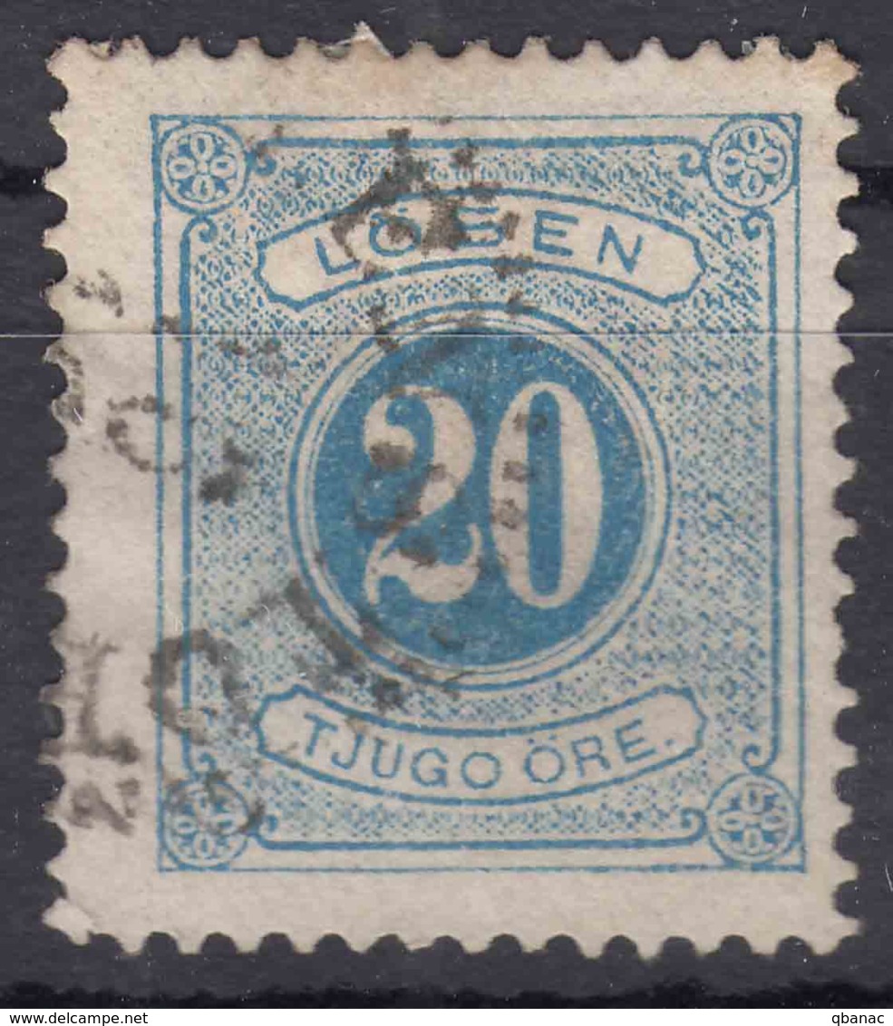 Sweden 1874 Postage Due Mi#6 B Perforation 13, Used - Portomarken