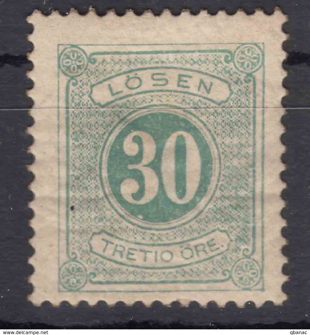 Sweden 1874 Postage Due Mi#8 B Perforation 13, Mint Hinged - Portomarken