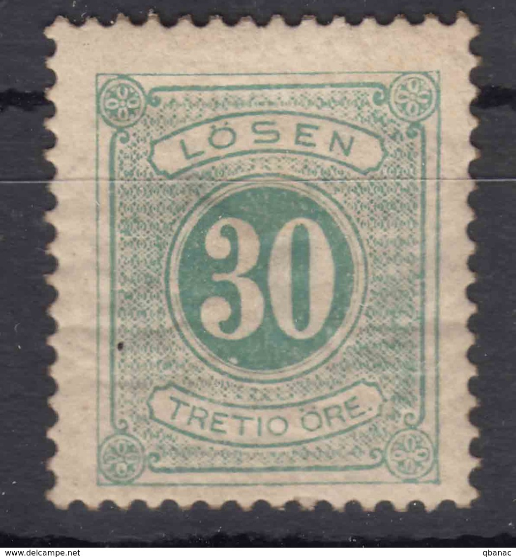 Sweden 1874 Postage Due Mi#8 B Perforation 13, Mint Hinged - Taxe