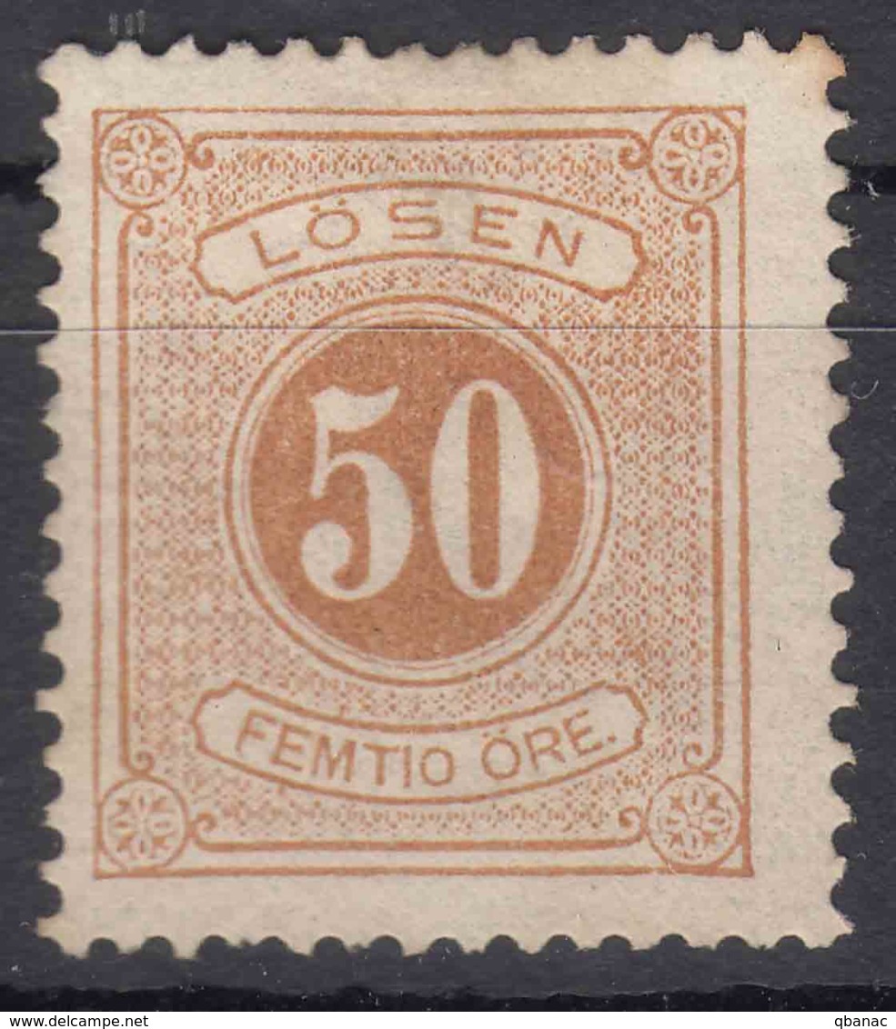 Sweden 1874 Postage Due Mi#9 B Perforation 13, MNG - Segnatasse