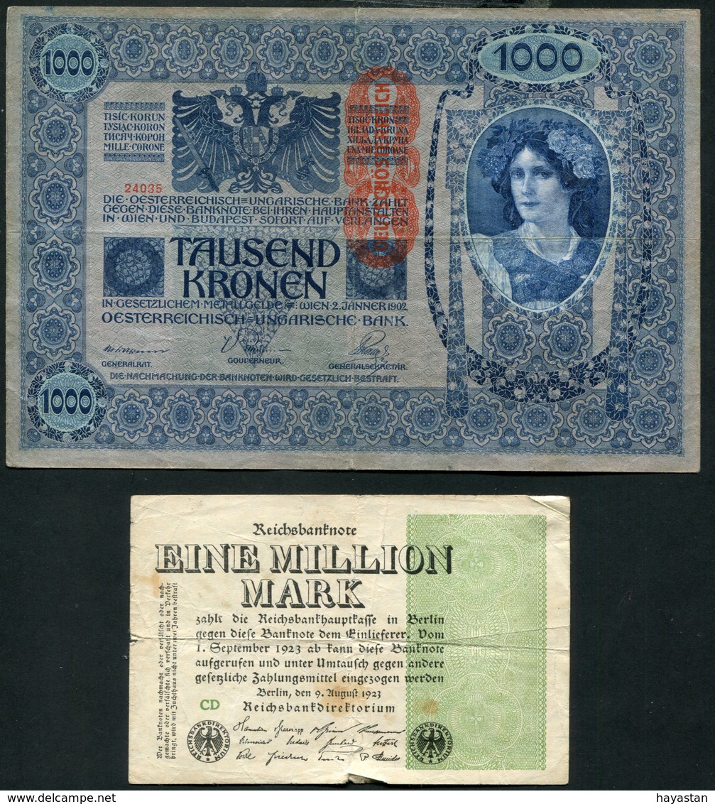 LOT DE 5 BILLETS D'ALLEMAGNE ET D'AUTRICHE - Vrac - Billets