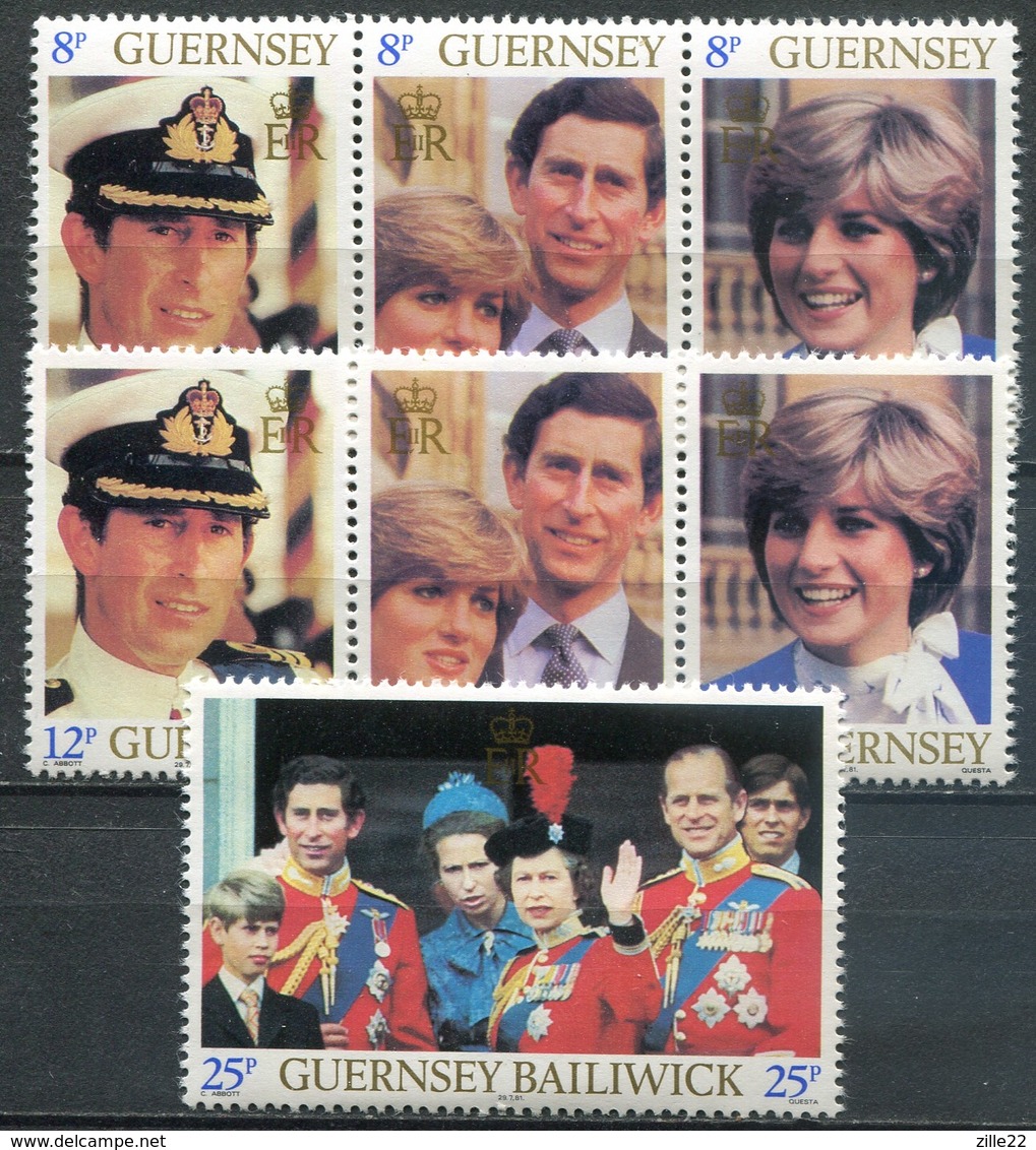 Guernsey Mi# 225-31 Postfrisch MNH - Lady Diana Royal Wedding - Guernsey