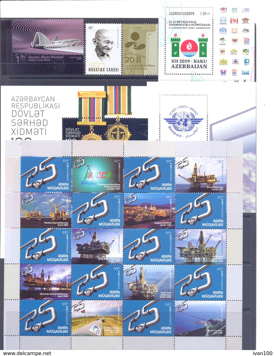 2019. Azerbaijan, Complete Year Set 2019, 37stamps + 35s/s + 2sheetlets + Booklet, Mint/** - Azerbaïdjan