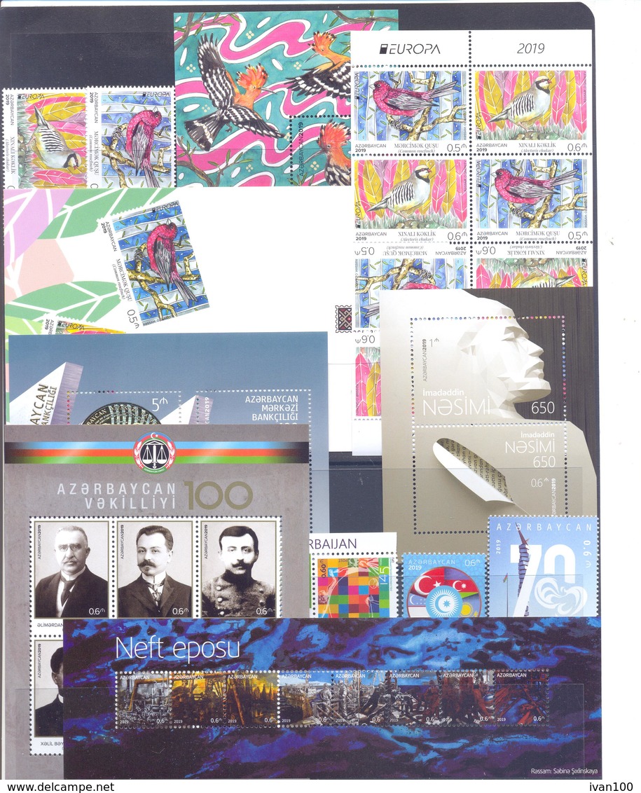 2019. Azerbaijan, Complete Year Set 2019, 37stamps + 35s/s + 2sheetlets + Booklet, Mint/** - Azerbaïdjan