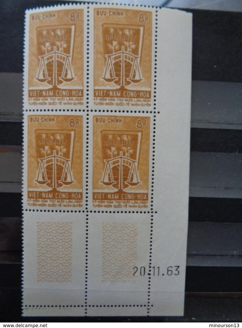 VIETNAM 1963 Y&T N° 229 X 4 ,COINS DATES **  - DECLARATION DROITS DE L'HOMME - Viêt-Nam