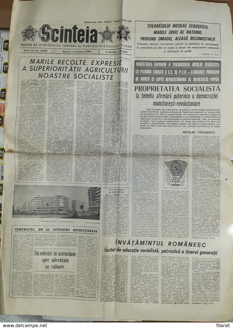 ROMANIA-SCANTEIA,ROMANIAN NEWSPAPER,1 NOVEMBER 1988,,COMMUNIST PERIOD - Other & Unclassified
