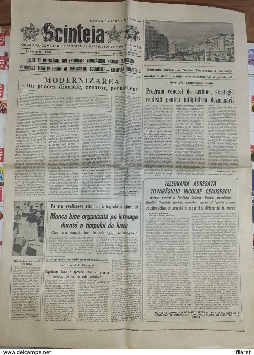 ROMANIA-SCANTEIA,ROMANIAN NEWSPAPER,14 DECEMBER 1988,,COMMUNIST PERIOD - Autres & Non Classés