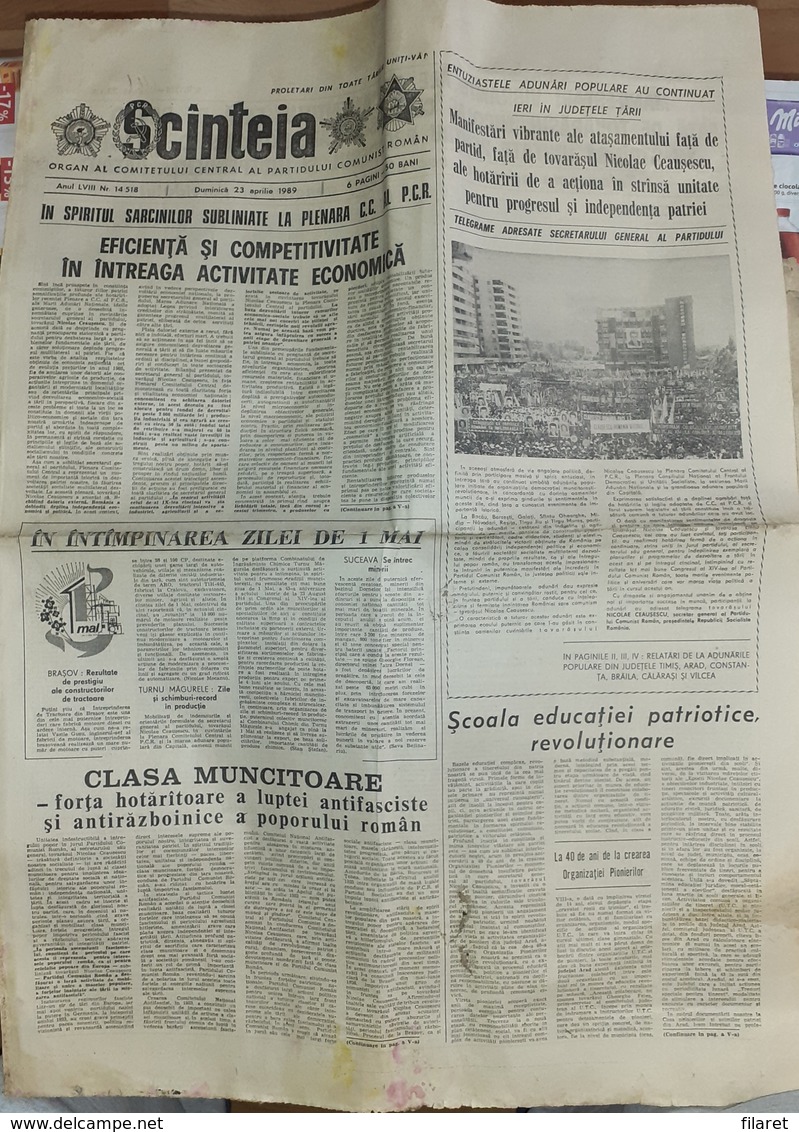 ROMANIA-SCANTEIA,ROMANIAN NEWSPAPER,23 APRIL1989,,COMMUNIST PERIOD - Otros & Sin Clasificación