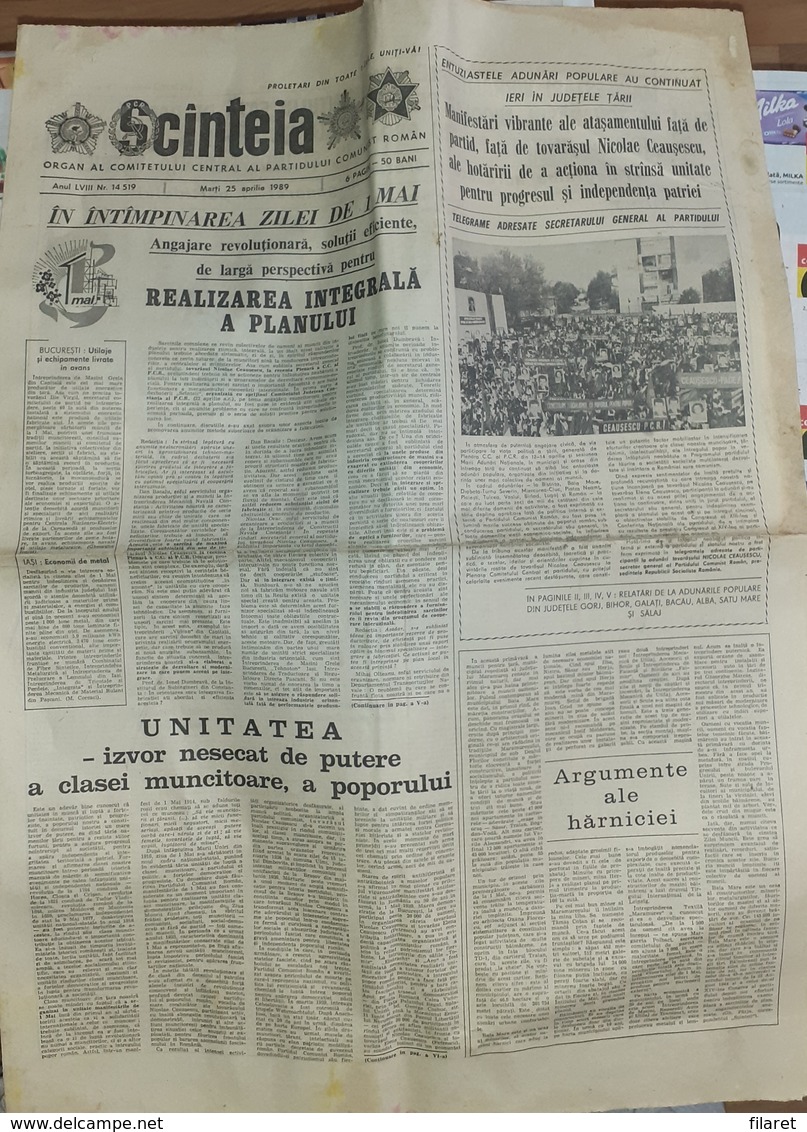 ROMANIA-SCANTEIA,ROMANIAN NEWSPAPER,25 APRIL1989,,COMMUNIST PERIOD - Otros & Sin Clasificación