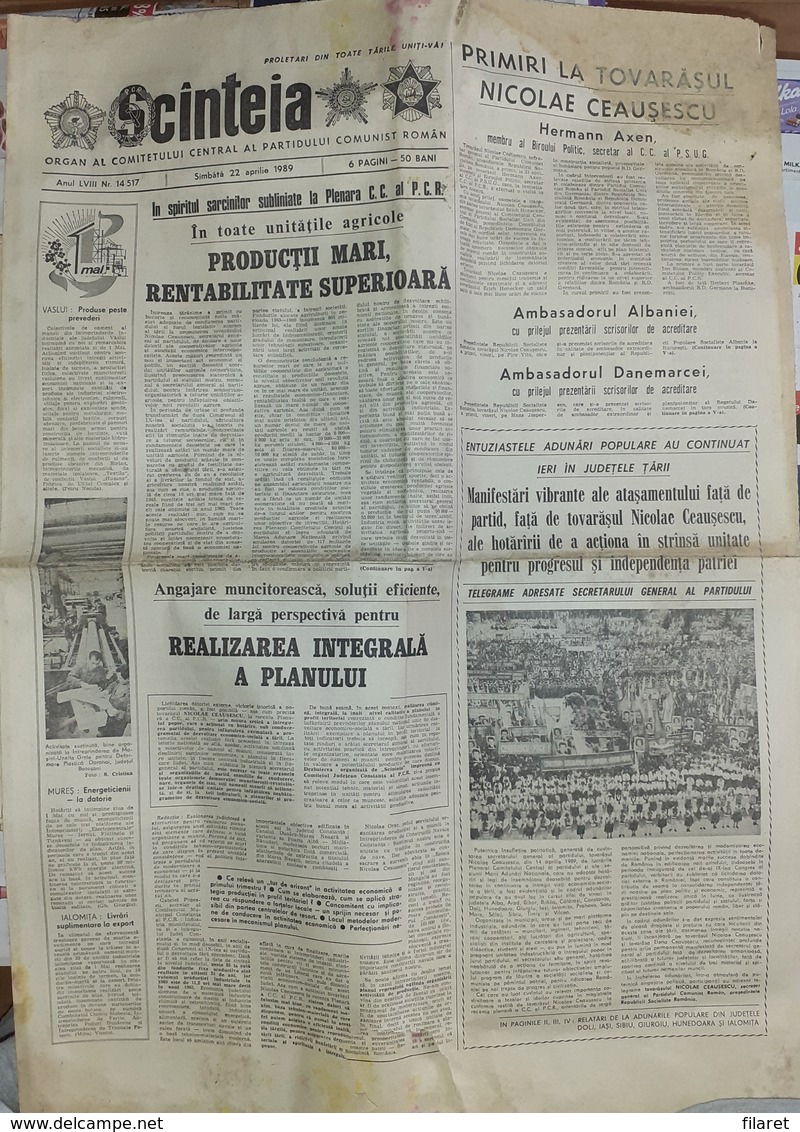 ROMANIA-SCANTEIA,ROMANIAN NEWSPAPER,22 APRIL1989,,COMMUNIST PERIOD - Sonstige & Ohne Zuordnung