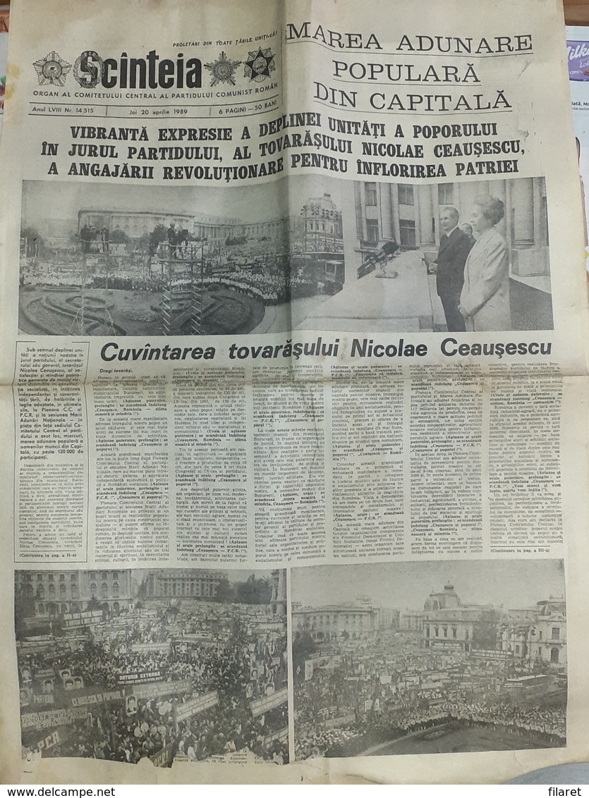 ROMANIA-SCANTEIA,ROMANIAN NEWSPAPER,20 APRIL1989,,COMMUNIST PERIOD - Autres & Non Classés